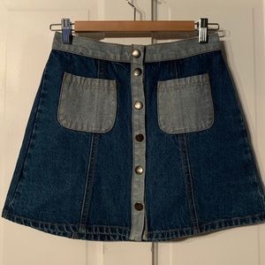 Color-Blocked Jean Skirt